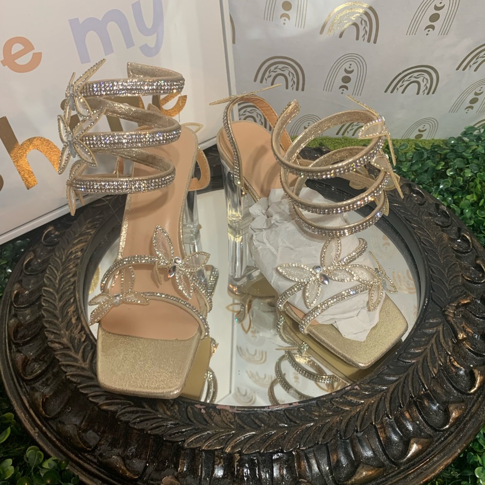 Elegant Gold Strappy Heels